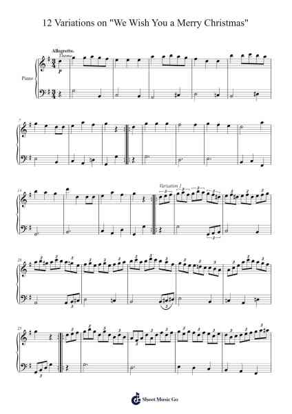 12 Variations on "We Wish You a Merry Christmas" Sheet Music by Poundmiah Hilldams-Arr.Jeamesgou