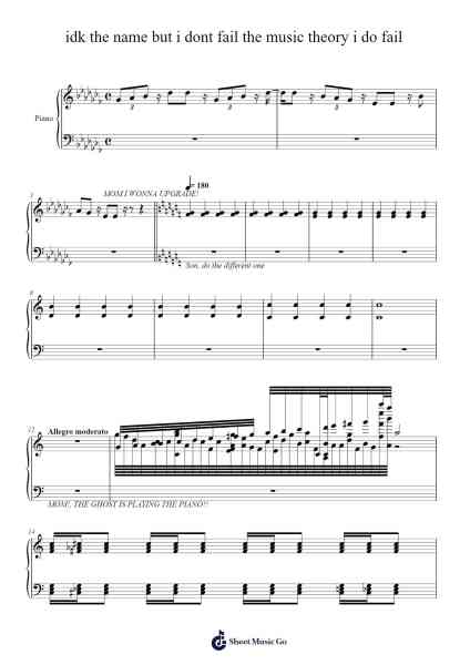I Don't Fail the Music Theory Sheet Music by Jking-Arr.Cookwebb