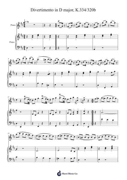 Divertimento in D Major, K. 334/320b Sheet Music by Wolfgang Amadeus Mozart-Arr.Chrisriah Sheicia
