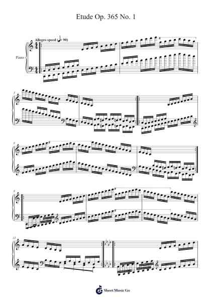 Etude Op. 365 No. 1 Sheet Music by FG Gle Jirayu 101-Arr.Heca