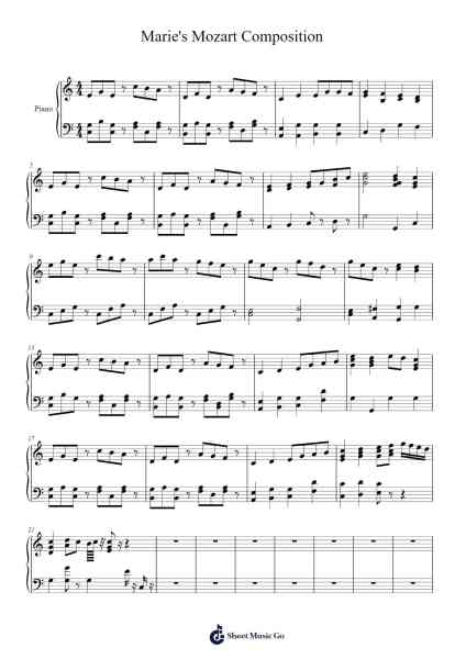 Marie's Mozart Composition Sheet Music by Grobright Tesssaul-Arr.Charalph