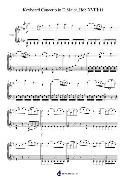 Keyboard Concerto in D Major, Hob.XVIII:11 Sheet Music by Joseph Haydn-Arr.Linjane Barcox
