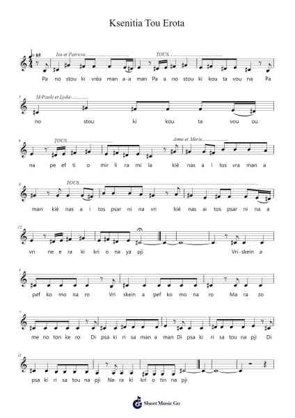 Ksenitia Tou Erota Sheet Music by G. Kaligorou-Arr.Woomiah