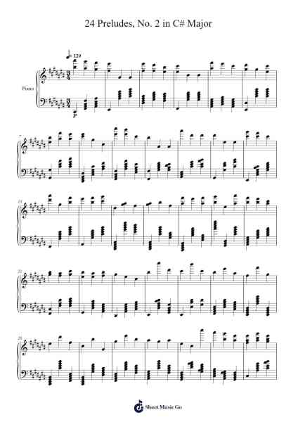 24 Preludes, No.2 in C-sharp Major Sheet Music by Siddhant Arya-Arr.Sodwight