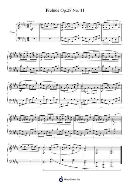 Prelude Op. 28 No. 11 Sheet Music by Frédéric Chopin-Arr.Duntrick
