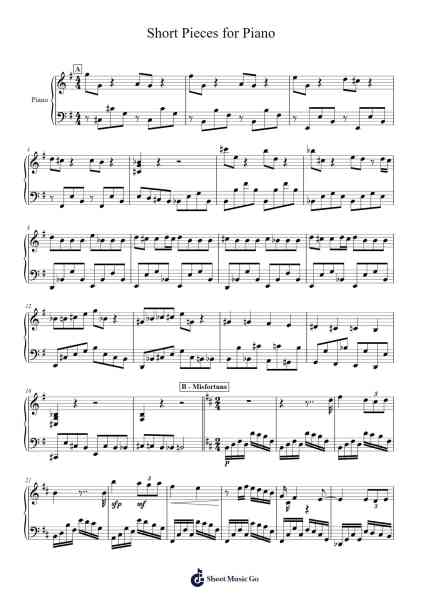 Short Pieces for Piano Sheet Music by -Arr.Rosjay Sibylgale
