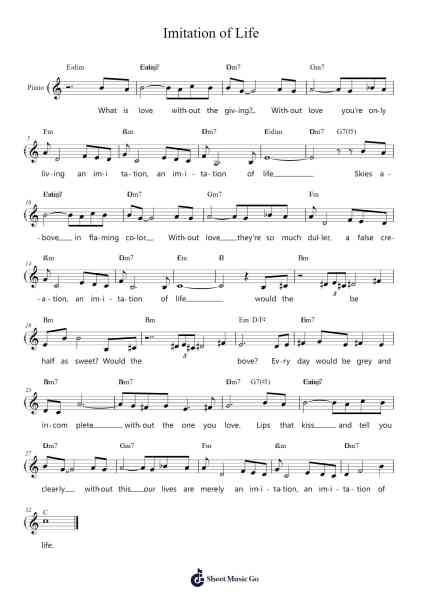 Imitation of Life Sheet Music by Sammy Fain-Arr.Sainsgen Junebrowne