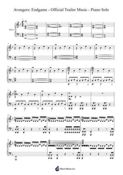 Avengers: Endgame - Official Trailer Music - Piano Solo Sheet Music by -Arr.Kimbach Bloornorth