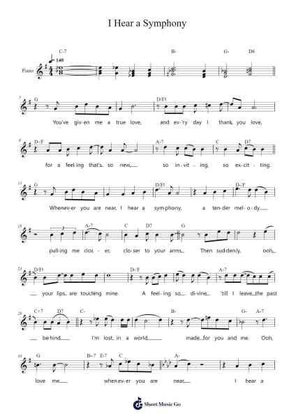 I Hear a Symphony Sheet Music by The Supremes-Arr.Dawnvia