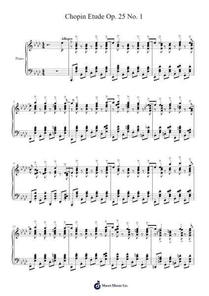 Chopin Etude Op. 25 No. 1 Sheet Music by Frédéric Chopin-Arr.Gwensen