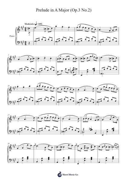 Prelude in A Major, Op. 3, No. 2 Sheet Music by Browningck Taylou-Arr.Natpold Vinvin