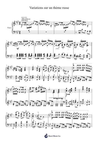 Variations sur un thème russe, Op. 107: Variation VIII - A. Glazounov Sheet Music by Aleksandr Glazounov-Arr.Eveken Dougloyd