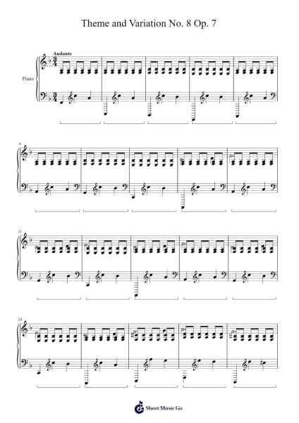 Theme and Variation No. 8 Op. 7 Sheet Music by ...etc...-Arr.Chamtra