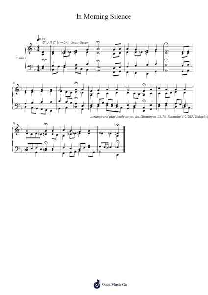 In Morning Silence Sheet Music by Toursbur-Arr.Saxfox Wolfrin
