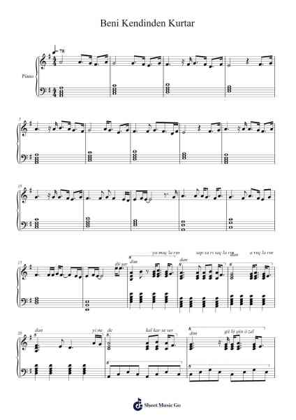 Beni Kendinden Kurtar Sheet Music by Perdenin Ardındakiler-Arr.Bunharine Coftroy