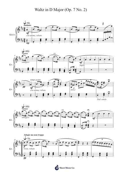 Waltz in D Major, Op. 7 No. 2 Sheet Music by Colty-Arr.Peing