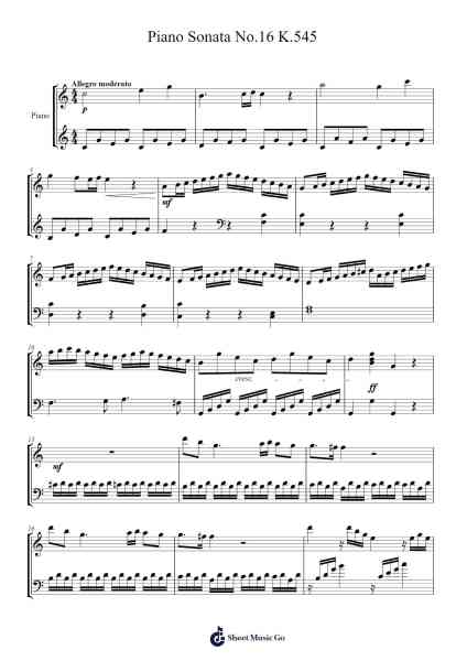 Piano Sonata No. 16 in C Major, K. 545 Sheet Music by Wolfgang Amadeus Mozart-Arr.Wymo
