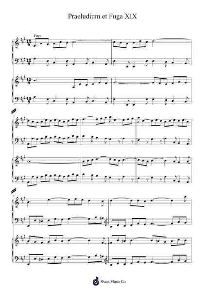 Praeludium et Fuga XIX Sheet Music by Johann Sebastian Bach-Arr.Atkuk