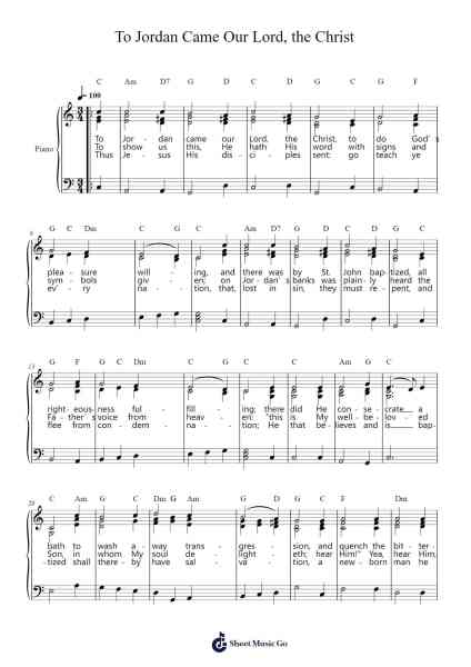 To Jordan Came Our Lord, the Christ Sheet Music by Svenska koralboken, 1697-Arr.Popfer