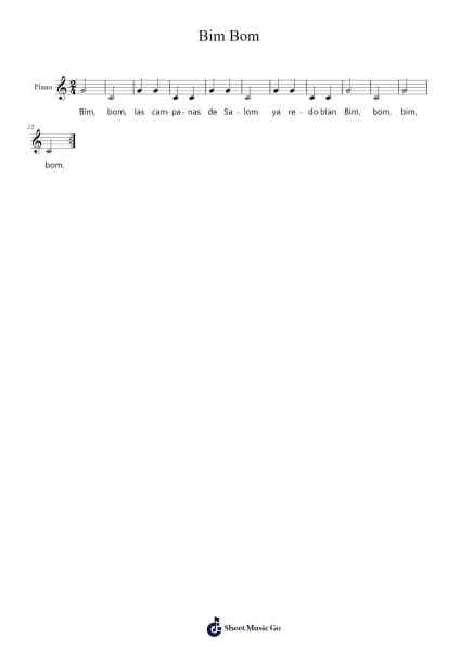 Bim Bom Sheet Music by vcolmenarejo-Arr.Kylejy Burrene