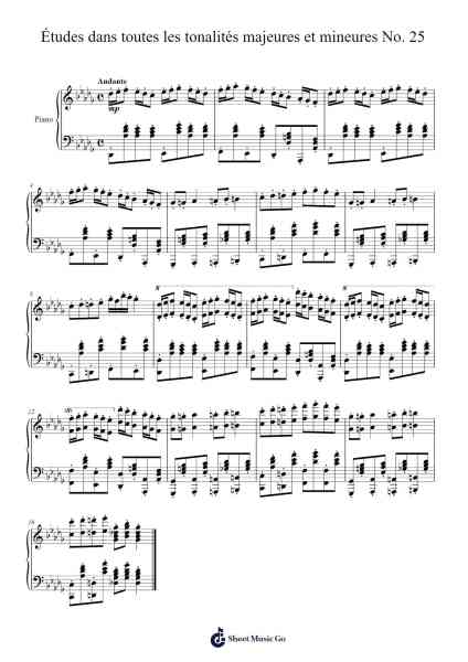 Études dans toutes les tonalités majeures et mineures No. 25 Sheet Music by Loudan Stephen Alexenov Stradinoff-Welkinstein-Arr.Cookelus
