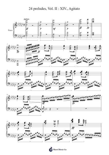 24 preludes, Vol. II : XIV., Agitato Sheet Music by Brandon Cook-Arr.Brosaul