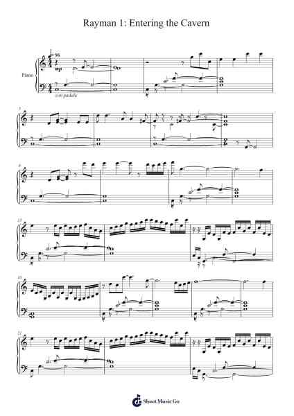 Rayman 1: Entering the Cavern Sheet Music by Remi Gazel-Arr.Yeaten