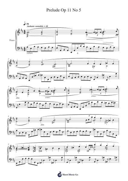 Prelude Op 11 No 5 โน้ตเพลงโดย undefined-Arr.Lanps Gailkyle