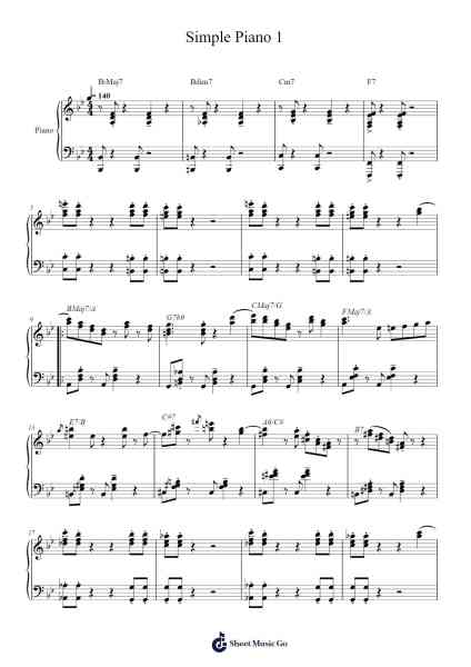 Simple Piano 1 Sheet Music by Markxy-Arr.Feliet Wolfgia