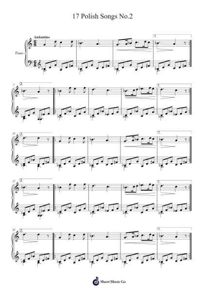 17 Polish Songs, Op. 74: No. 2 Sheet Music by Frédéric Chopin-Arr.Judmons Bairdchel