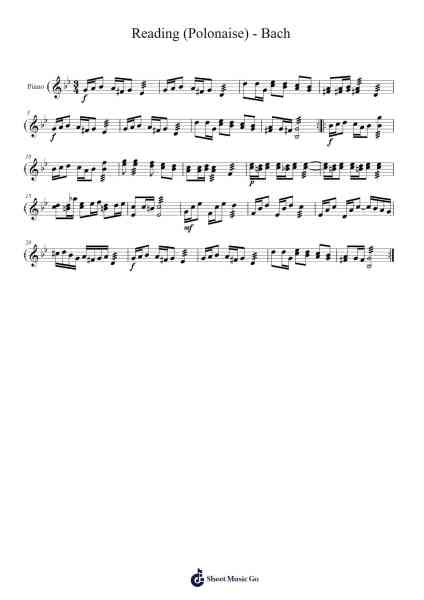 Reading (Polonaise) - Bach Sheet Music by Johann Sebastian Bach-Arr.Jorrell
