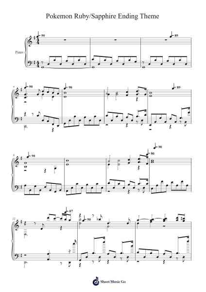 Pokemon Ruby/Sapphire Ending Theme Sheet Music by Junichi Masuda-Arr.Alruth
