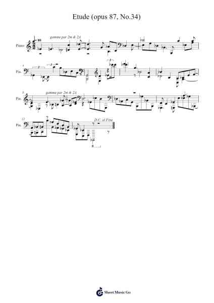 Etude Op. 87 No. 34 Sheet Music by François-Xavier Jean-Arr.Dickbryce Biien