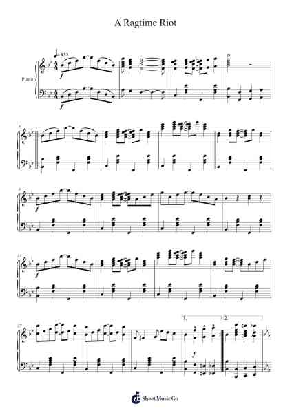 A Ragtime Riot Sheet Music by Bruce Klayman-Arr.Chloemen O'Cazie