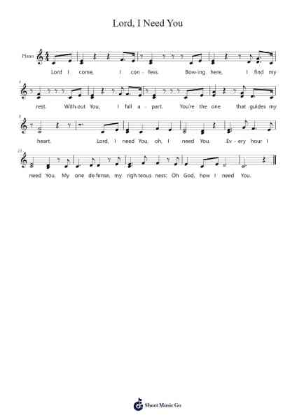 Lord, I Need You Sheet Music by Matt Maher-Arr.Maypaul