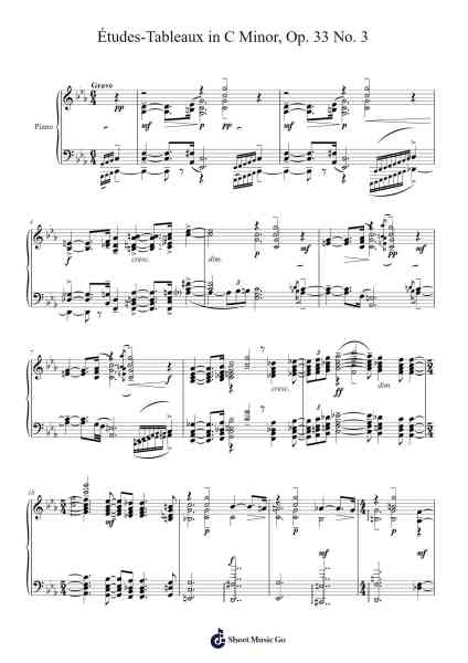 Études-Tableaux in C Minor, Op. 33 No. 3 Sheet Music by Sergei Rachmaninoff-Arr.Ivessid