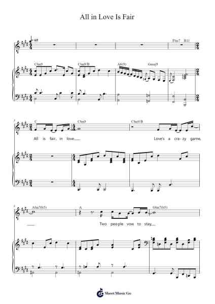 All in Love Is Fair Sheet Music by Stevie Wonder-Arr.Hulstone Lilsper