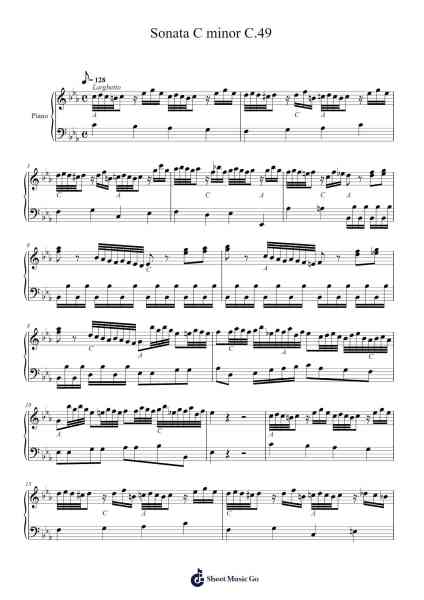 Sonata in C Minor, H. XVI: 49 Sheet Music by Domenico Cimarosa-Arr.Chesfitch Thompdie