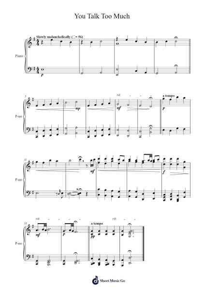 You Talk Too Much Sheet Music by Kevin Penkin-Arr.Joejosh Demptout
