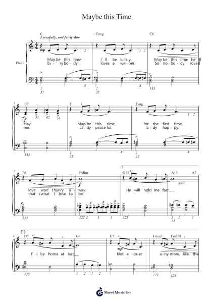 Maybe this Time Sheet Music by John Kander-Arr.Bairddict Sasback