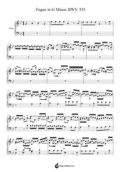 Fugue in G Minor, BWV 535 Sheet Music by Johann Sebastian Bach-Arr.Alickthodore