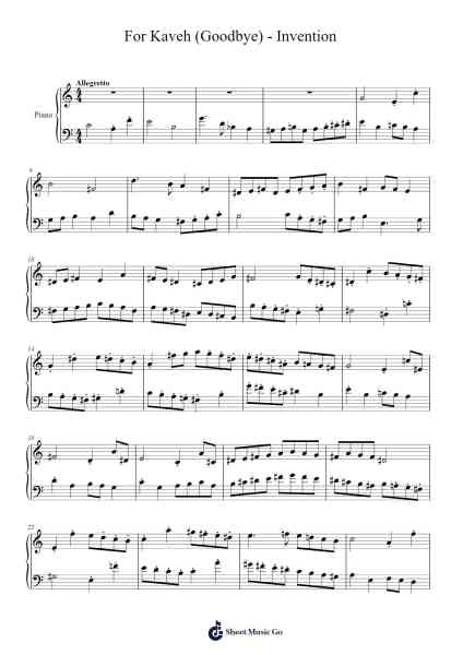 For Kaveh (Goodbye) - Invention Sheet Music by Sywatt-Arr.Quenram
