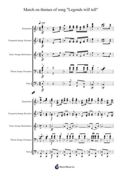 March on themes of song "Legends will tell" Sheet Music by Александр Фёдорович Тупицын-Arr.Guntrine