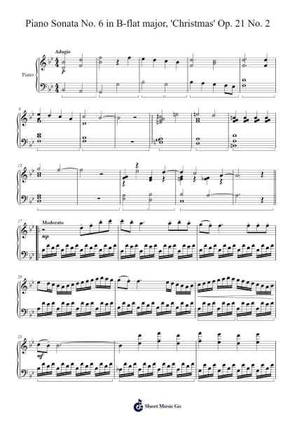 Piano Sonata No. 6 in B-flat Major, Op. 21 No. 2: I. Sheet Music by Jamie Webster-Arr.Luda Gaian