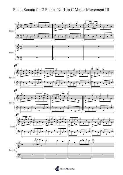 Piano Sonata for 2 Pianos No.1 in C Major Movement III Sheet Music by Yorkkim-Arr.Regwill Nalome