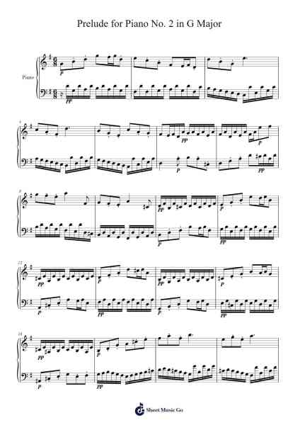 Prelude for Piano No. 2 in G Major Sheet Music by Petice-Arr.Trebes