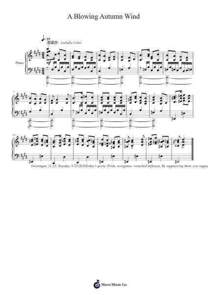 A Blowing Autumn Wind Sheet Music by Toursbur-Arr.Brongus Chadkiel
