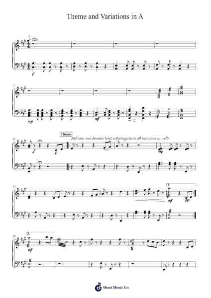 Theme and Variations in A Sheet Music by Daniel Whatley-Arr.Blithephne