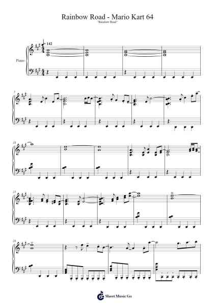 Rainbow Road - Mario Kart 64 Sheet Music by Kenta Nagata-Arr.Geofchael