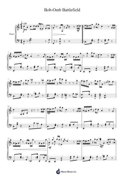 Bob-Omb Battlefield Sheet Music by Koji Kondo-Arr.Grever Carhume